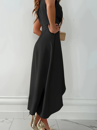 Women’s V-Neck Sleeveless Ruffle Dress for Spring Summer