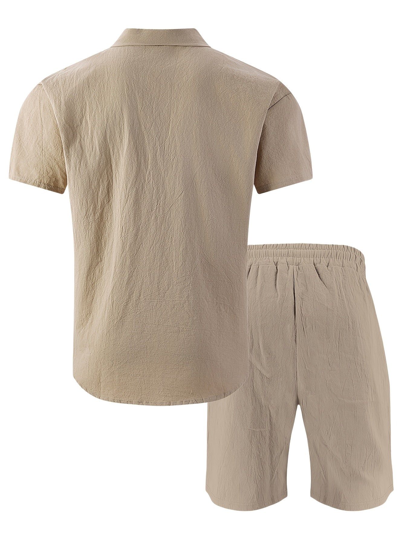 Men's Summer Linen Short Sleeve Shirt & Shorts Set