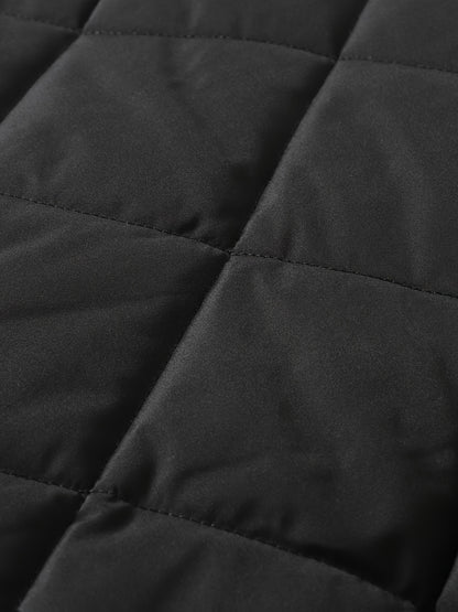 Men's Winter Casual Bomber Jacket - Black with Diamond Quilted Design, 100% Polyester, Zipper Front & Side Pockets, Regular Fit for Outdoor Activities