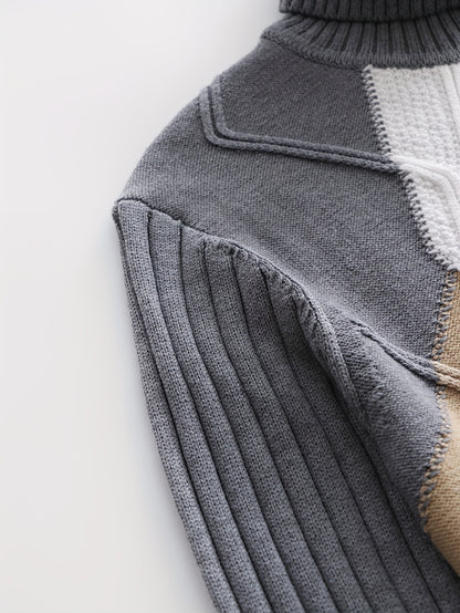 New Fashion Men'S Pullover with Color-Blocked Knitted Long Sleeves from Tie Mu Zhen OBM.