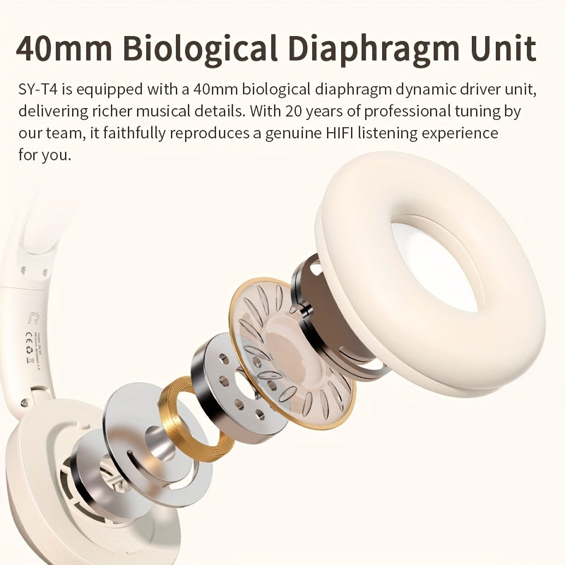 Wireless Headset with Pressure Relief Design, Bass Boost Built-in Microphone, Telescopic and Rotatable Flat Design, Auxiliary TF Mode for Gaming and Sports Use, Wireless Sports Earbuds, Office and Travel Compatible, Powerful