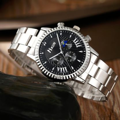 Men's Watch Six-piece Set, Alloy Wristwatch with Belt, Wallet, Glasses, Keychain and Greeting Card, Unique Temperament Makes You More Popular