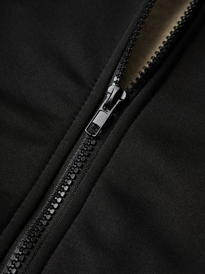 2pcs Boys' Fashion Fleece-Lined Thickened Jacket + Pants Set, Stylish Zip-Up Hoodie and Casual Sportswear Outfit for Autumn/Winter, Perfect Gift, Perfect for Outdoor, Autumn/winter Coat For Boy, Sportswear Suit For Boy, Boy C