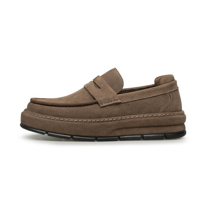 Men's Casual Loafers Leather Slip-On Platform Sole Shoes