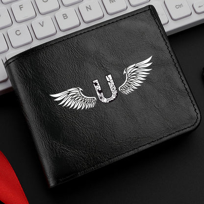 Wing Letter Print Faux Leather Wallet - Casual Fold Design with Credit Card Slots and Coin Purse, Perfect Valentine's Day Gift