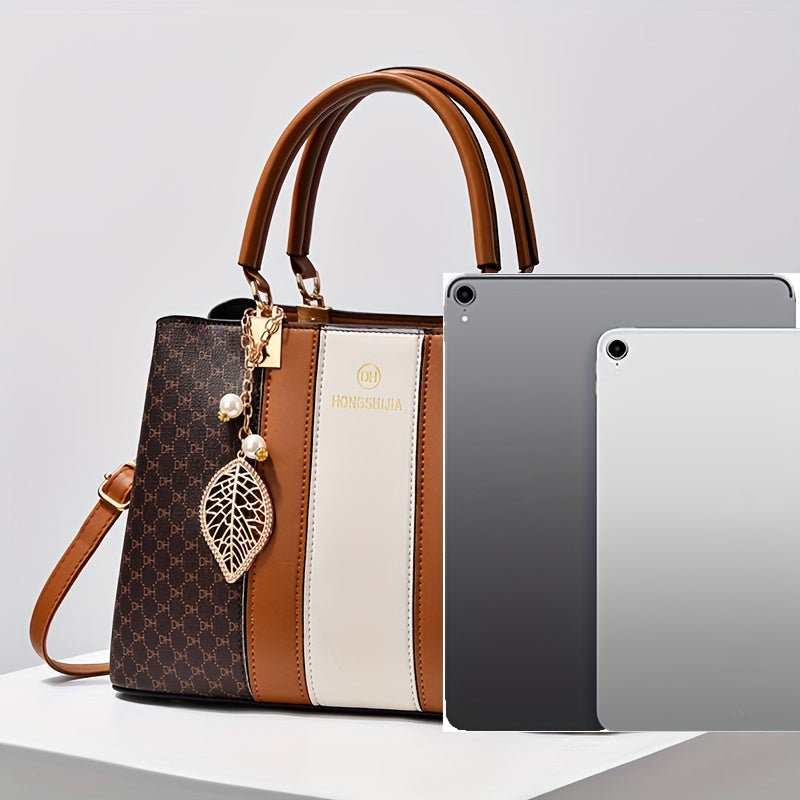 Elegant Large Capacity PU Shoulder Bag for Women with Animal Print