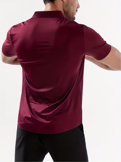 Men’s High-Stretch Lapel Short-Sleeve Shirt for Summer Casual