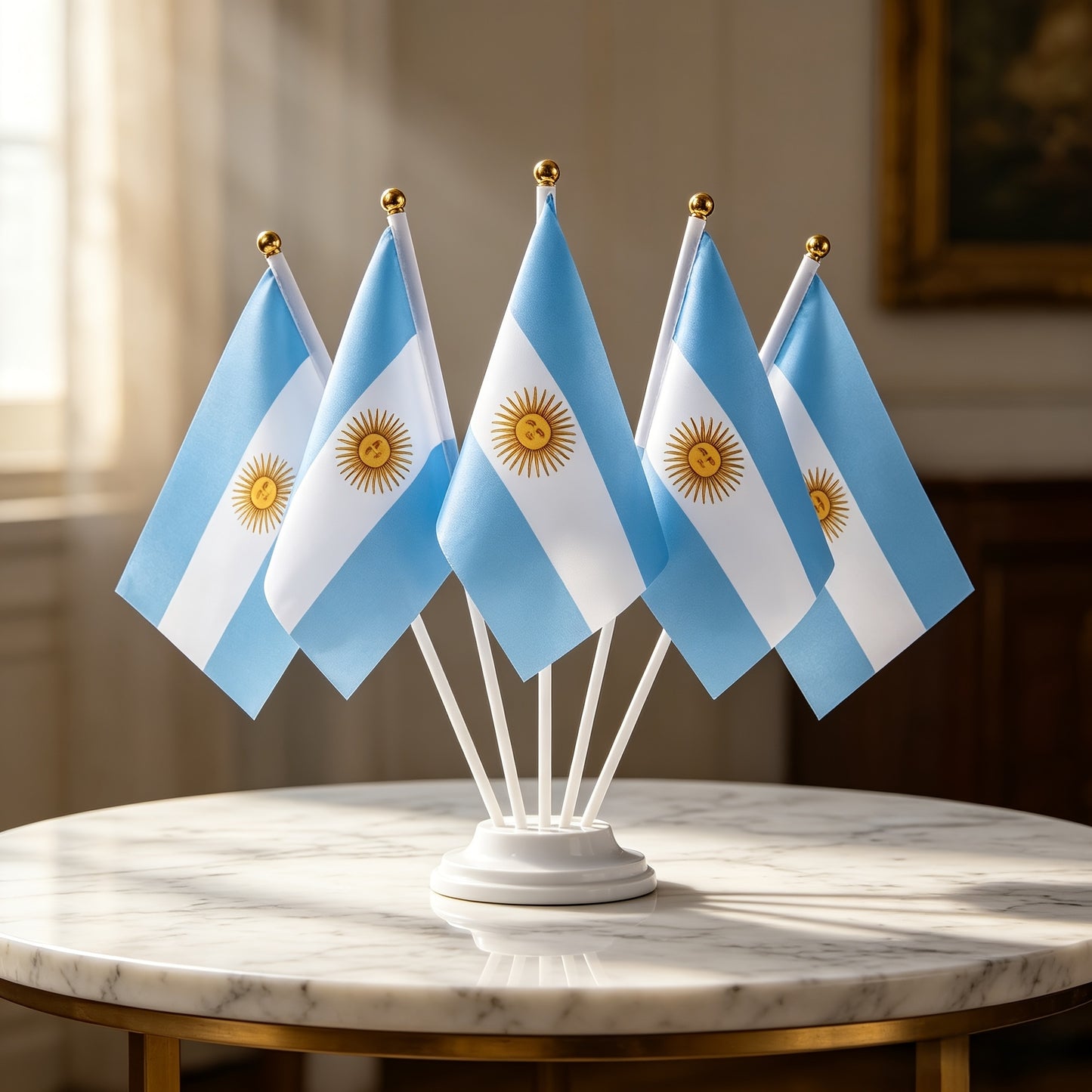 Argentine Handheld Flags Set with 6 Poles for Sports & Celebrations