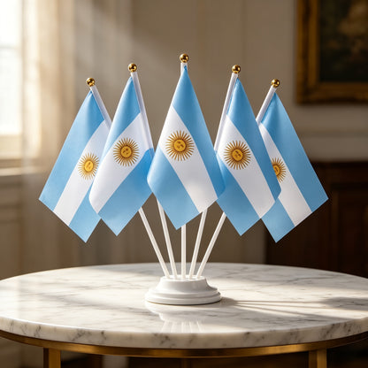Argentine Handheld Flags Set with 6 Poles for Sports & Celebrations