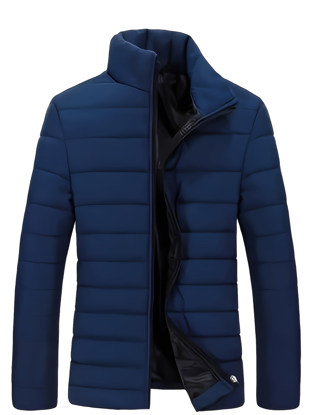 Men's Winter Warm Windproof Jacket with Stand Collar and Zippered Pock