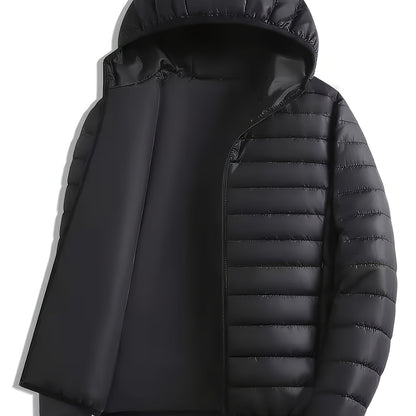 New Men'S Hooded Jacket, Thick And Warm Outerwear, Suitable for Outdoor Sports, Climbing, And Casual Wear in Winter. Features a Ribbed Design, Full Zipper Closure, And a Easy Yet Stylish Look