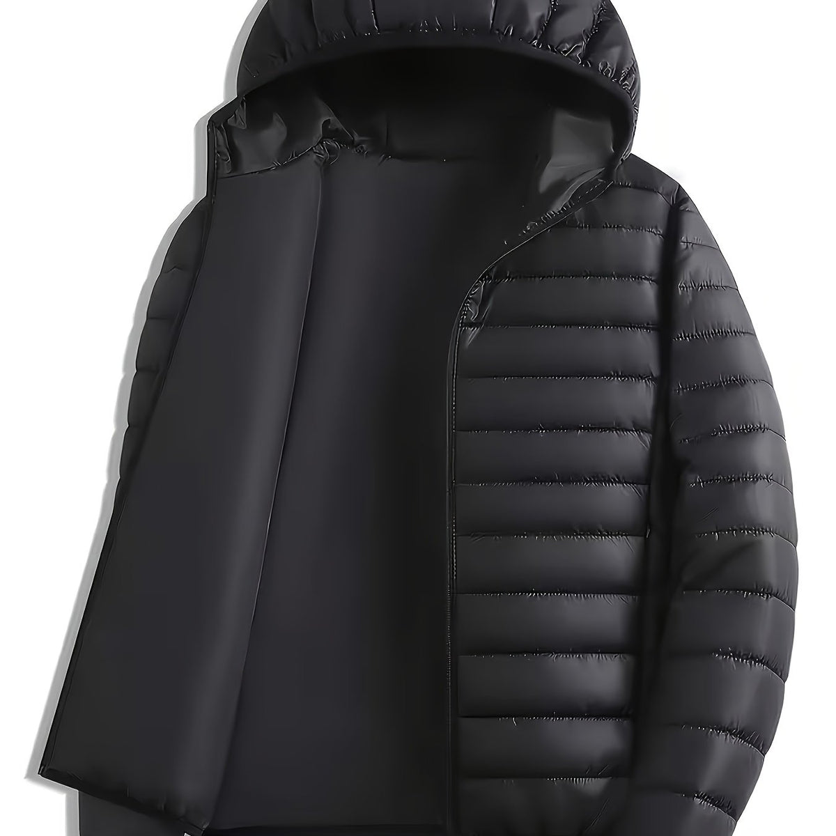 New Men'S Hooded Jacket, Thick And Warm Outerwear, Suitable for Outdoor Sports, Climbing, And Casual Wear in Winter. Features a Ribbed Design, Full Zipper Closure, And a Easy Yet Stylish Look - ayq