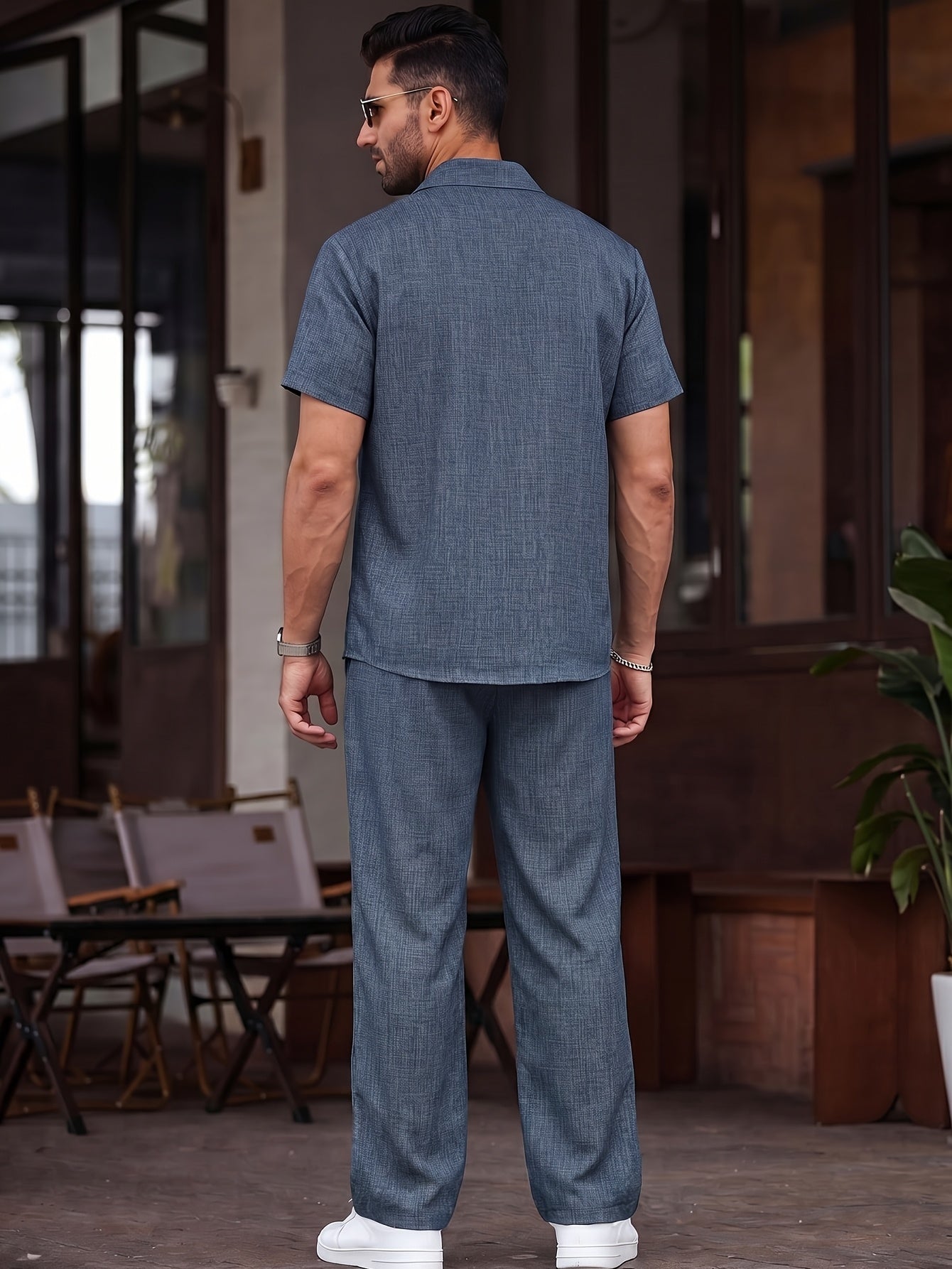Men's Summer Casual Workwear Set - Short Sleeve Shirt & Pants