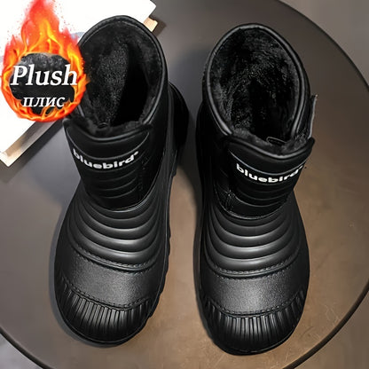 1pr Unisex Winter Warm Snow Boots, Casual Sports Outdoor Style, Short Boot with Magic Tape Closure, EVA Upper, Fabric Lining, Rubber Sole, Comfortable Hiking & Leisure Footwear for Men and Women