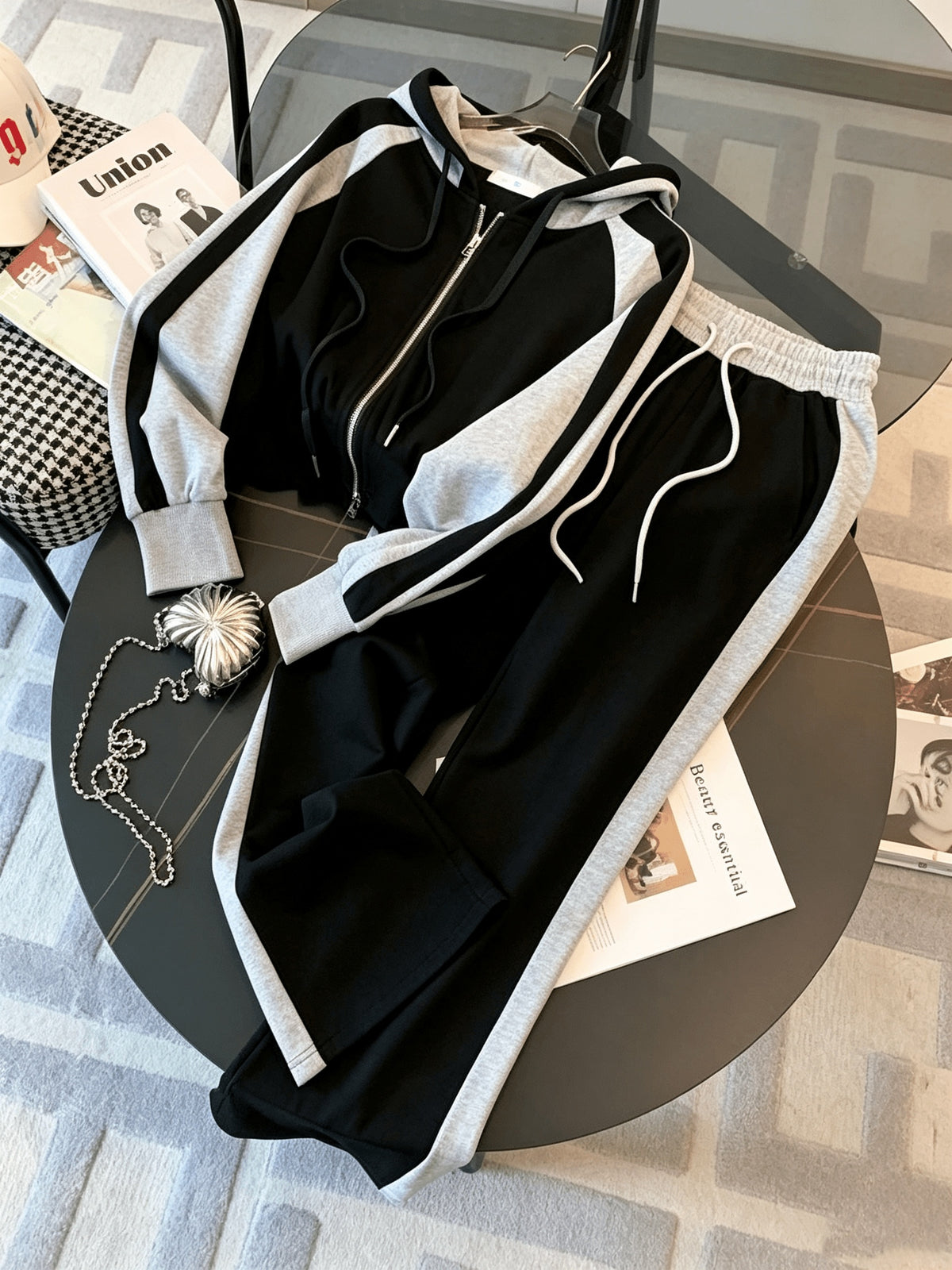 Mens Casual Hooded Sweatshirt and Wide-Leg Pants Set - Autumn - ayq