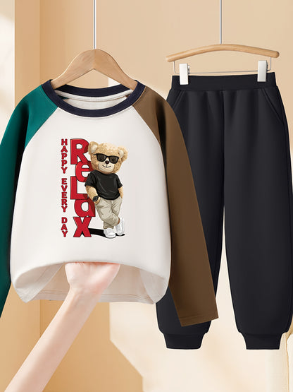 Boys' Cotton Tracksuit Set, Casual Fall Outfit with Sweatpants