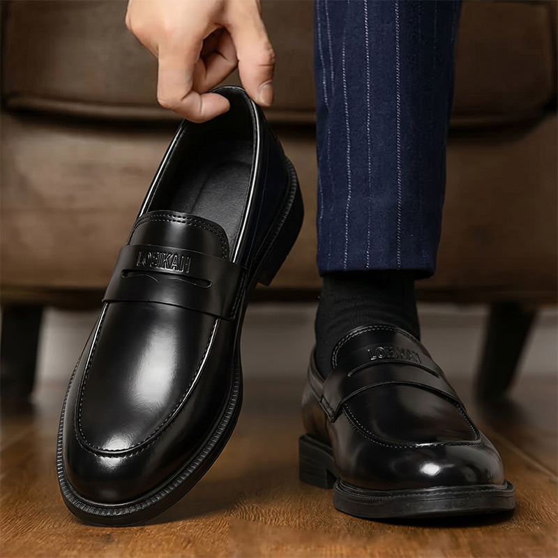 Men's Black Round Toe Loafers - Breathable Soft Sole, All-Season