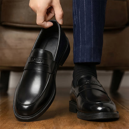 Men's Black Round Toe Loafers - Breathable Soft Sole, All-Season