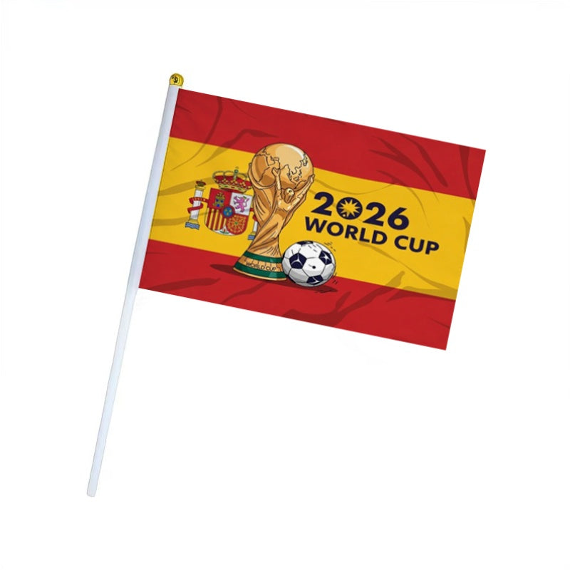 2026 World Cup Spanish Flag Handheld Fan Banner with Trophy Design