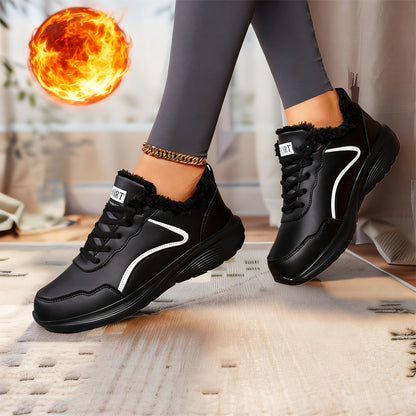 Women'S Winter Snow Boots - Thick Platform Sole for Traction, Lightweight Cold Weather Shoes with Lace-Up Closure, Slip-Resistant EVA Outsole - All- Synthetic faux leather-like Upper - Warm Insulated for Running, Hiking, Ever