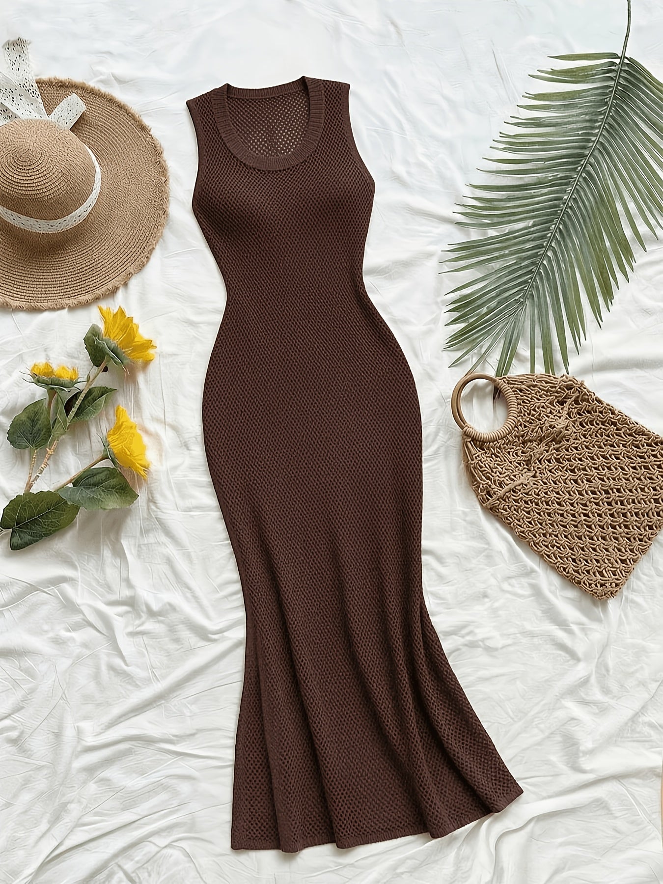 Women's Casual Long Knit Sweater Dress with Side Slit