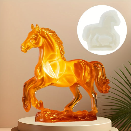 Running Horse Silicone Mold - Dynamic Running Horse Design with Expressive Eyes & Mane, for Candle, Resin, Concrete, Cement, Gypsum Crafts - Reusable Non-Toxic Mold for Home Decor, Birthday, Wedding, New Year'S Gift - Compati