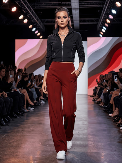 Women’s High-Waist Wide-Leg Leggings with Pockets