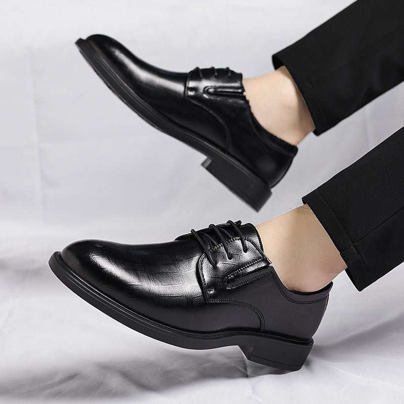 Men'S Winter Warm Business Dress Shoes - Thickened Lining & Non-Slip Rubber Sole, Low-Top Oxford Lace-Up Shoes with Cushioned Insole, Lightweight & Wear-resistant For Cold Weather, Weddings, Formal Events - Elegant Design, Cl