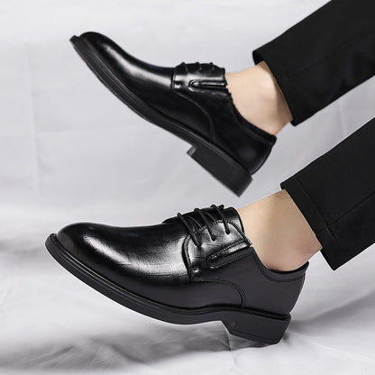 Men'S Winter Warm Business Dress Shoes - Thickened Lining & Non-Slip Rubber Sole, Low-Top Oxford Lace-Up Shoes with Cushioned Insole, Lightweight & Wear-resistant For Cold Weather, Weddings, Formal Events - Elegant Design, Cl