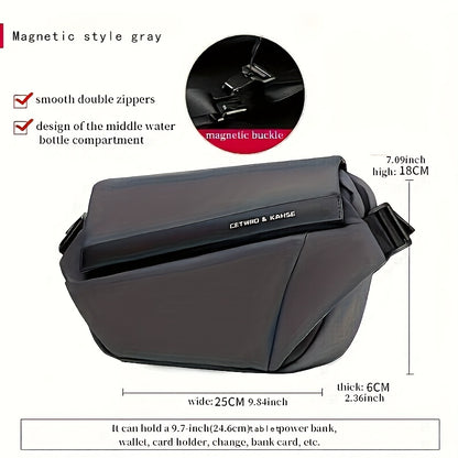 Men'S Sleek Black Crossbody Bag - Durable Oxford Material, Zippered Chest Bag with Adjustable Strap, Ideal for Commuting  Cycling, Trendy Shoulder Bag for Men, Cycling Bag Trendy Shoulder Bag Functional Design, Small Crossbo