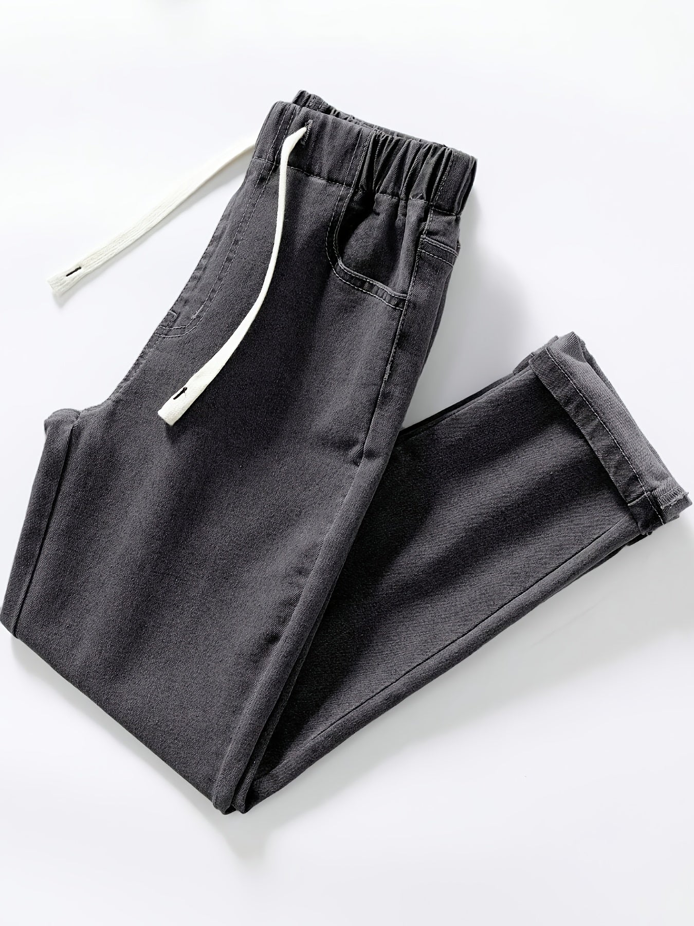 Boys' Slim Fit Denim Jeans with Adjustable Drawstring Waist