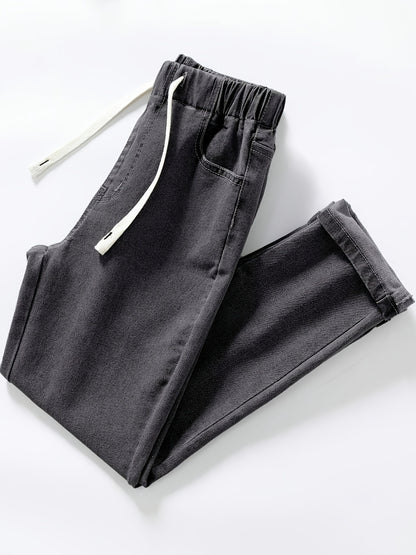 Boys' Slim Fit Denim Jeans with Adjustable Drawstring Waist