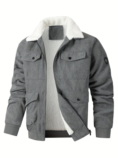 Men'S Heavy-Duty Thermal Jacket - Windproof & High Quality Winter Coat with Zipper Closure, Multi-Pocket Design, Non-Stretch Fabric - Cold Weather Outerwear for Everyday, Thick, Windproof Jacket, Casual Outerwear, Durable Con