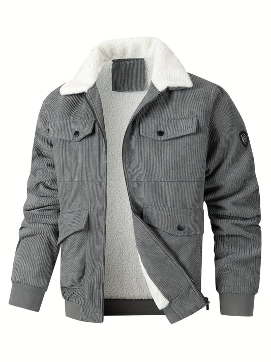 Men'S Heavy-Duty Thermal Jacket - Windproof & High Quality Winter Coat with Zipper Closure, Multi-Pocket Design, Non-Stretch Fabric - Cold Weather Outerwear for Everyday, Thick, Windproof Jacket, Casual Outerwear, Durable Con