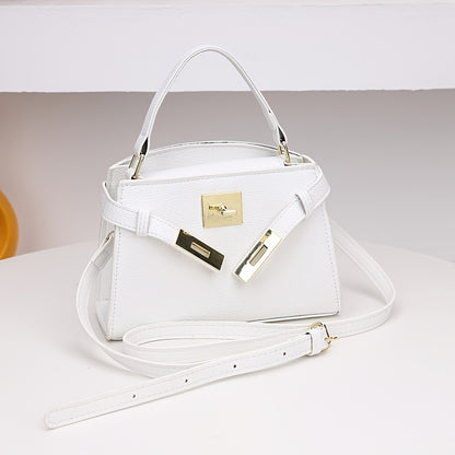Women’s Solid Color PU Crossbody Bag with Adjustable Strap