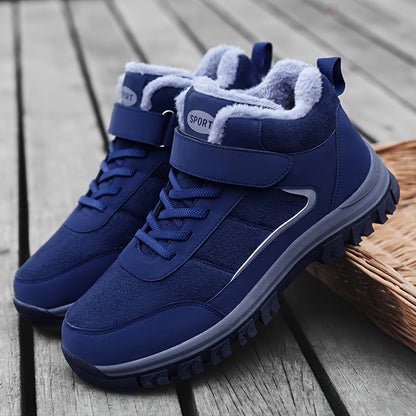 Men's & Women's Winter Warm Thermal Insulated Slip-Resistant Walking Shoes - Heavy-Duty Upper, Cushioned EVA Insole & Arch Support, Traction Tread - All-Terrain Outdoor Boots for Elderly, Seniors, Casual Winter Wear (Unisex S