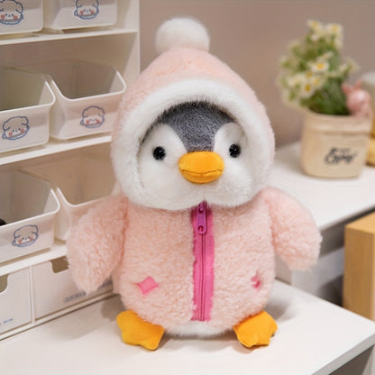 24.89 cm Penguin Plush Toy Pink Dressed Up Penguin Zippered Blue Penguin Brown Stuffed Animal Doll Holiday Gift