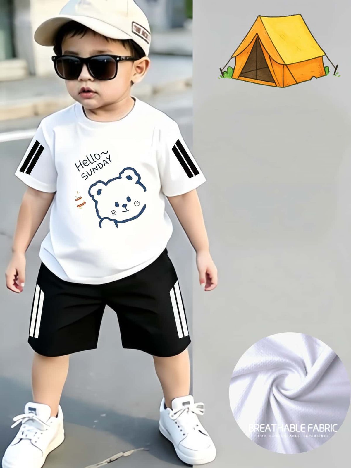 Casual Quick-Dry Two-Piece Bear Outfit for Baby Boys - ayq