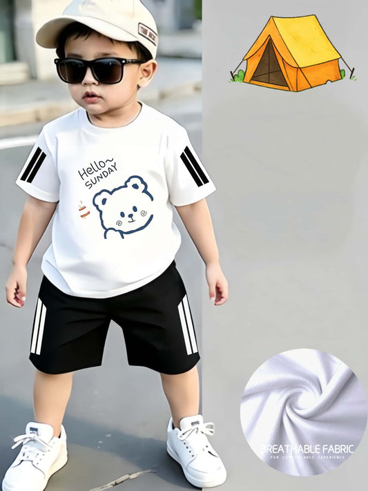 Casual Quick-Dry Two-Piece Bear Outfit for Baby Boys - ayq