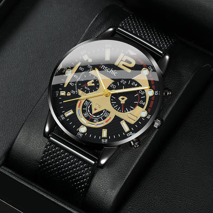 Business Casual Men's Quartz Watch and Bracelet Set - Minimalist Accessory, Perfect Gift for Him