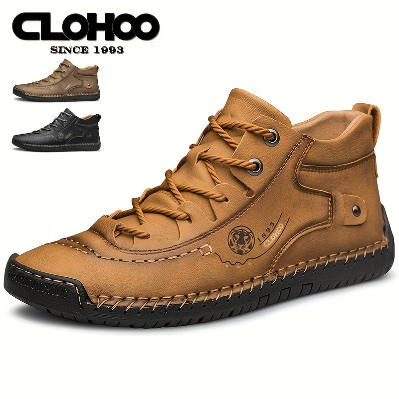 Men's Casual Hand-Stitched Rubber Sole Lace-Up Shoes