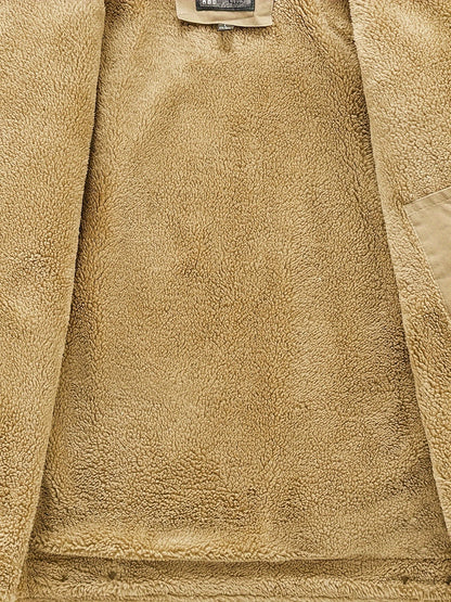 Men's High-End Fashion Casual Versatile Fleece-Lined Thickened Windproof Warm Hooded Winter Jacket