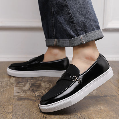 Men's British Style Loafers Casual Patchwork Slip-On Shoes
