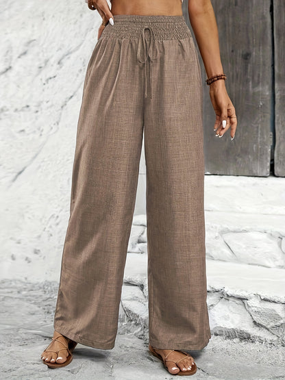 Elegant Solid Color Twisted Knot Straight-Leg Pants