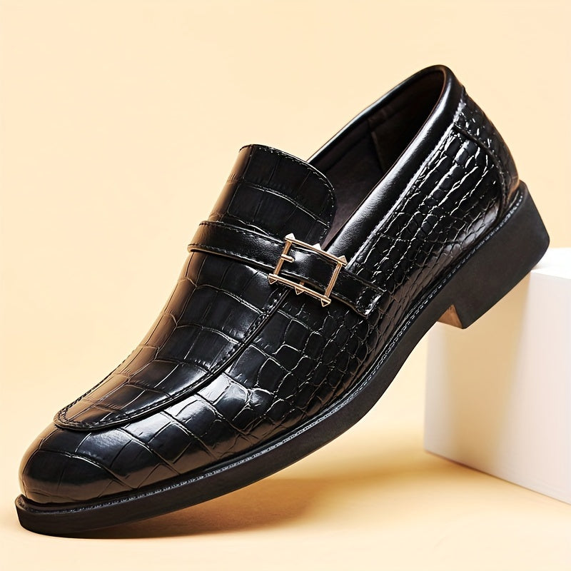 Men's Business Casual Oxford Shoes with Crocodile Pattern