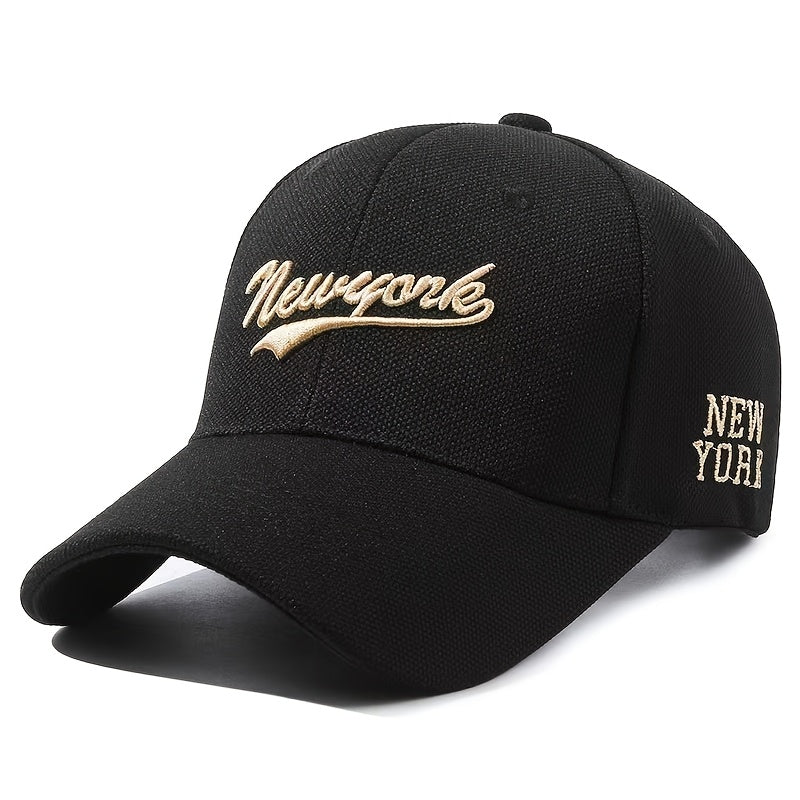 Adjustable Embroidered "NEW YORK" Baseball Cap, Wide Brim, Mesh Back, Casual Style in Beige, Black, White, Dark Brown, Navy Blue, Red, Green, and Yellow Colors, Fashionable and Comfortable for All Seasons, Allseason Hat | Mod