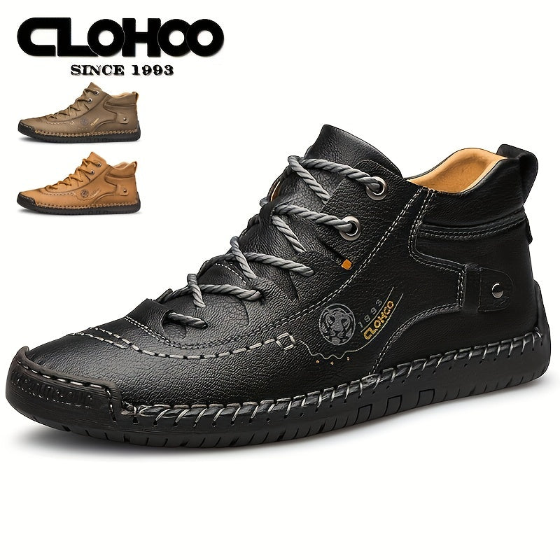 Men's Casual Hand-Stitched Rubber Sole Lace-Up Shoes