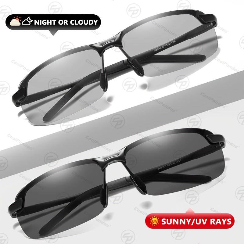 Men Women Polarized Photochromic Sunglasses Stainless Steel Frame