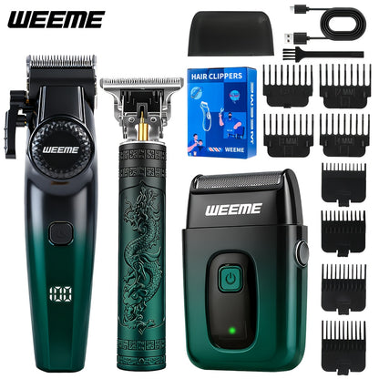 WEEME 3pcs professional Men's hair clipper set, easy to operate, comes with an electric razor, multi-functional hair trimmer for trimming hair and beard, suitable for both home use and barber shops, an excellent gift for frie
