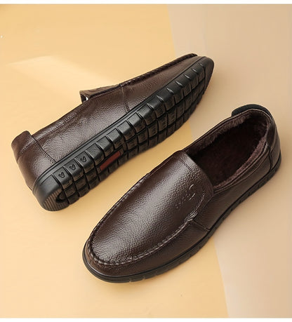 Men's Fuzz-lined Loafer Shoes, Comfy Non-slip Slip On Shoes, Men's Footwear, Fall And Winter